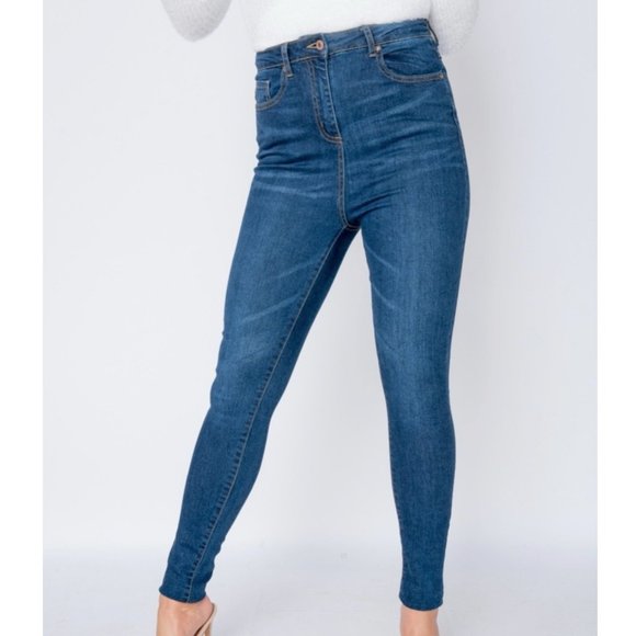 Blue High Waist Skinny Denim Jeans Pants - Picture 3 of 10